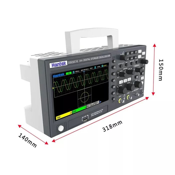 Осцилограф двоканальний Hantek DSO2C10 DSO2D15 з генератором 25МГц
