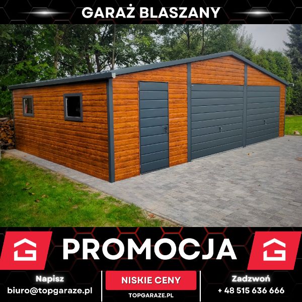 Garaż blaszany dwustanowiskowy 8x5m garaz drewnopodobny na wymiar