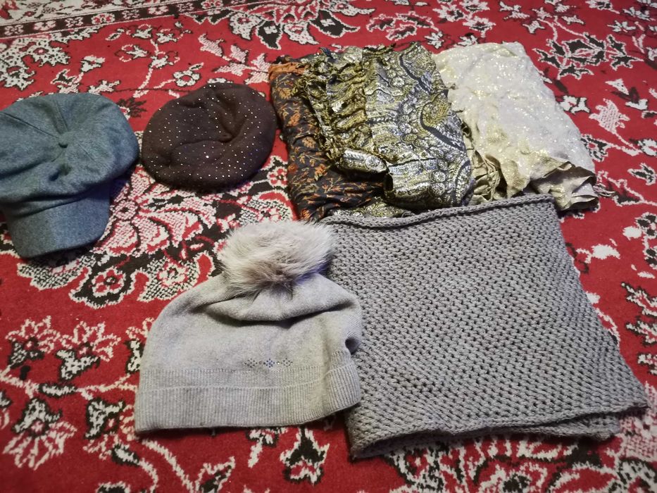 Набор берет и платок шифоновый шарф  шапка хомут кепка шерсть