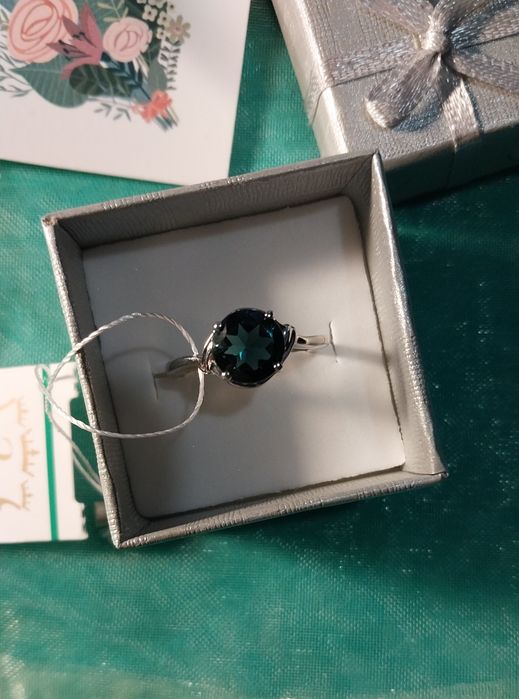 Каблучка р.18 і сережки срібні натур.Лондонтопаз,ціна за набор 3495грн