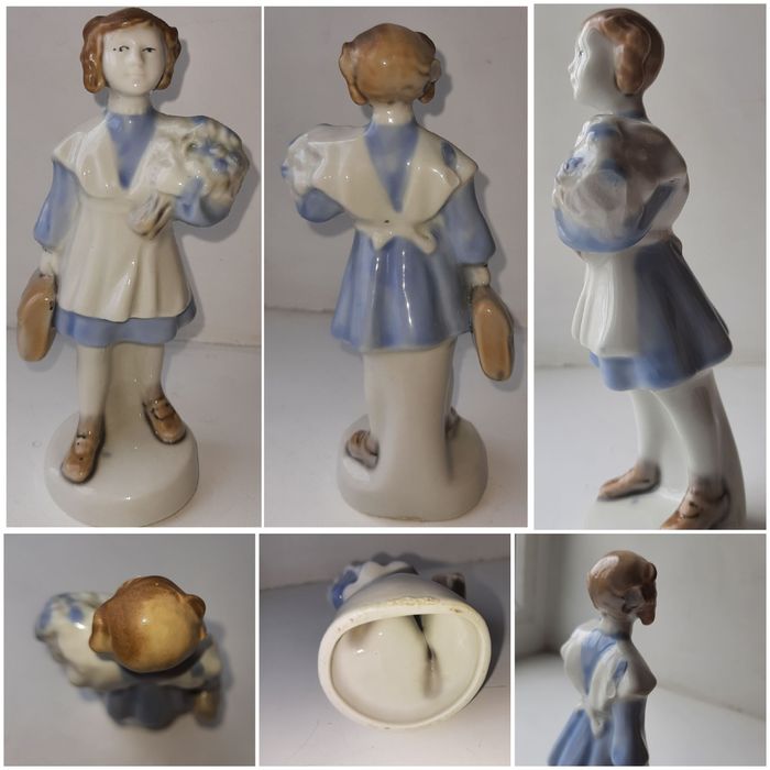 Фарфор статуэтка школьница Барановка сорока ПЗХК пепельница бижутерниц