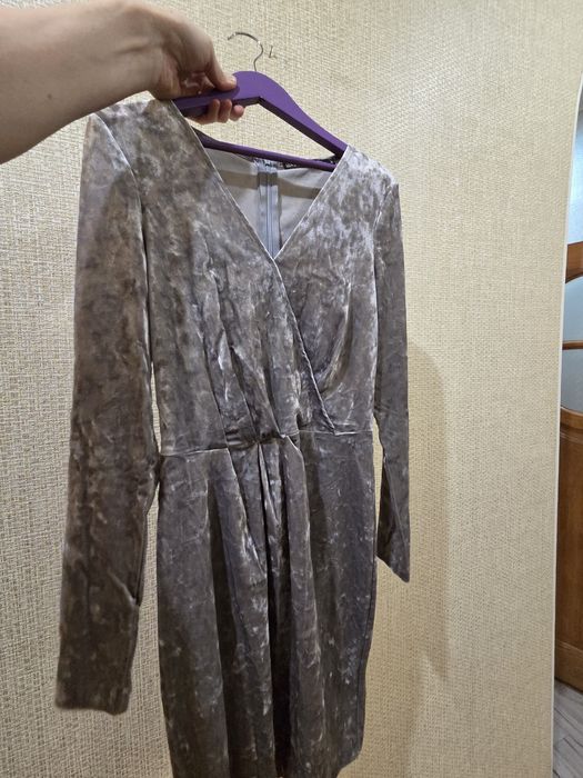 Сукня вечірня, сріблястий велюр