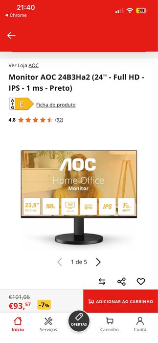 Monitor AOC 24” como novo