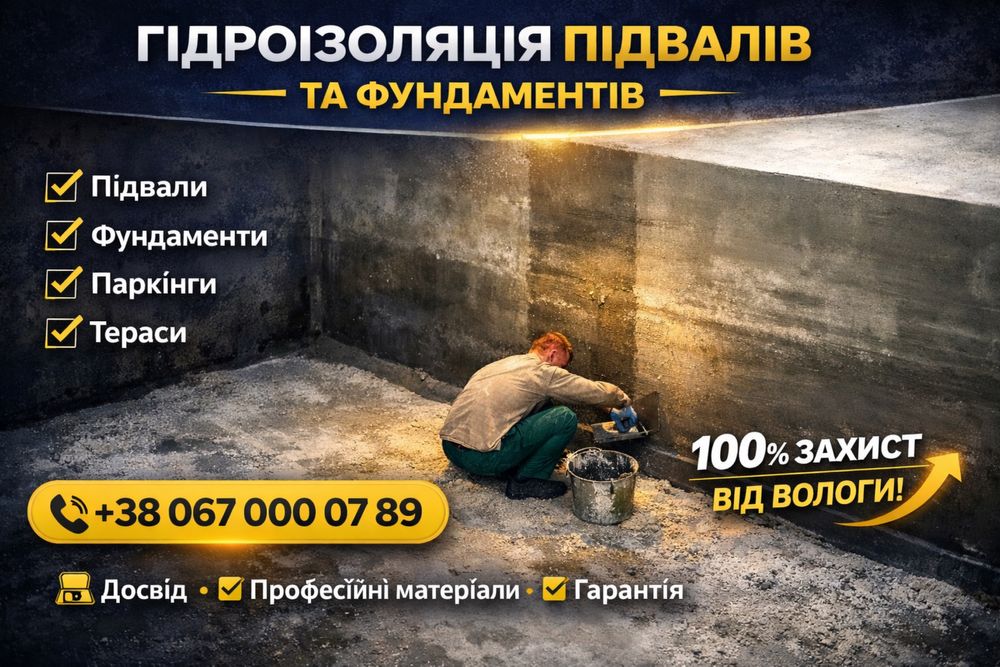 Гідроізоляція підвалів Без розкопування Усунення грибка та плісняви