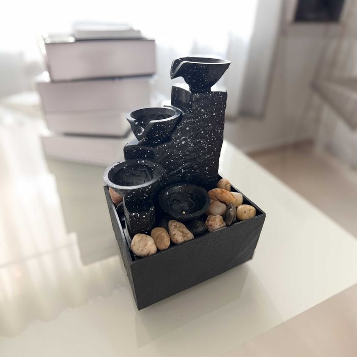 RELAKSUJĄCY Wodospad Fontanna DOMOWA 3 Piętrowa Podświetlana LED