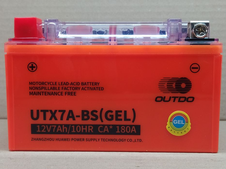 Аккумулятор мото АКБ GEL 12V 7A 150-87-94mm UTX7A-BS "OUTDO"
