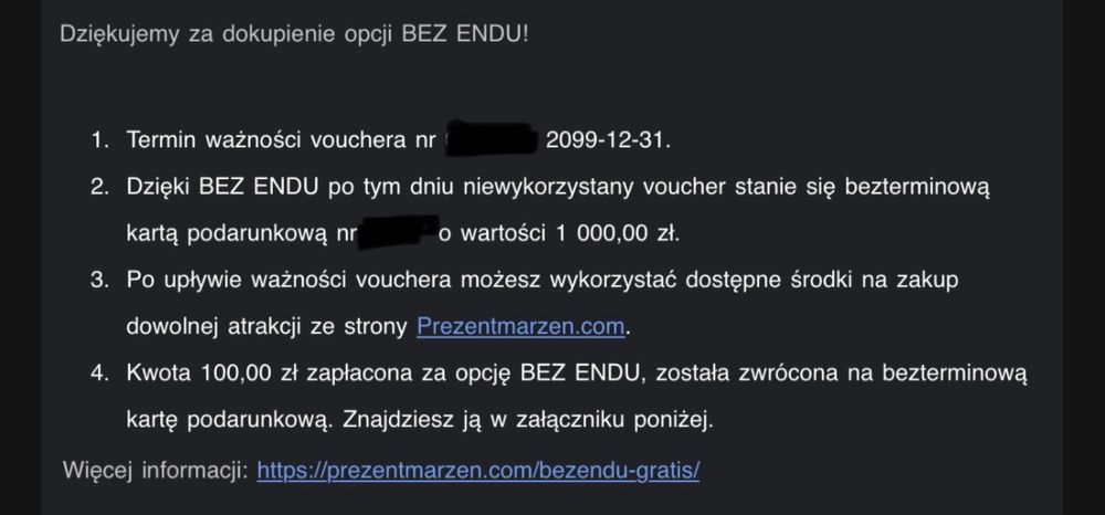 Karta podarunkowa prezent marzeń