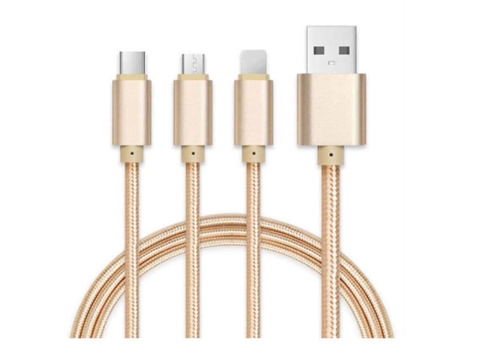 Kabel USB 3w1 USB-C + Micro USB + Lightning iPhone 1,2m ładowania