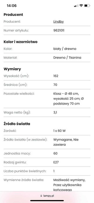 Lampa podłogowa jak nowa