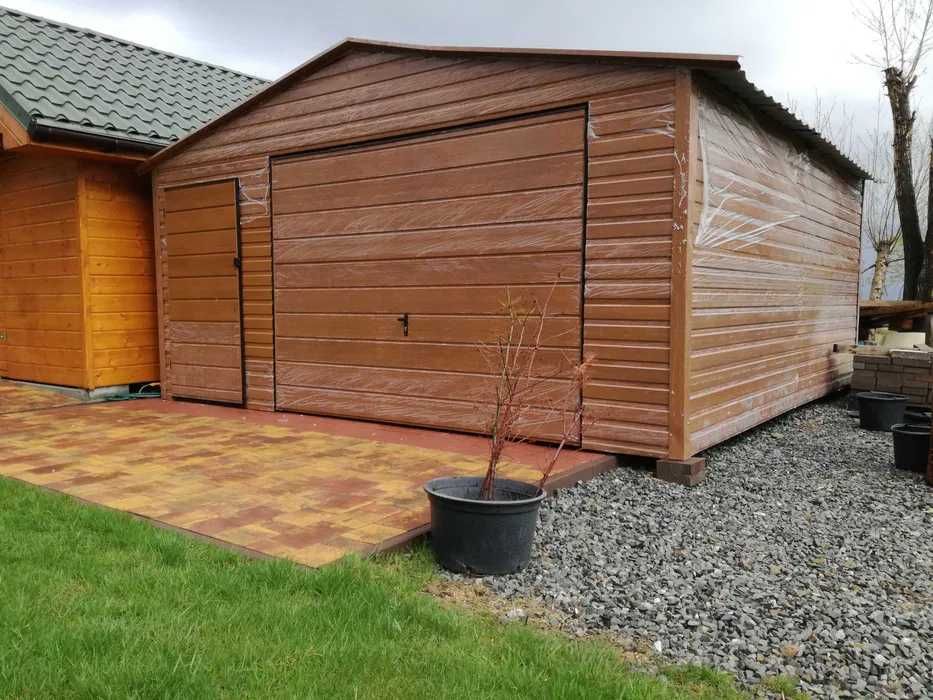 Garaż Blaszany Dwuspadowy/Złoty Dąb/SZYBKI MONTAŻ GRATIS / – Maj-Blach