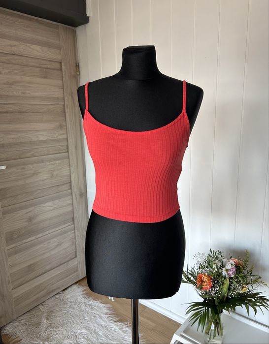 Czerwony crop top damski