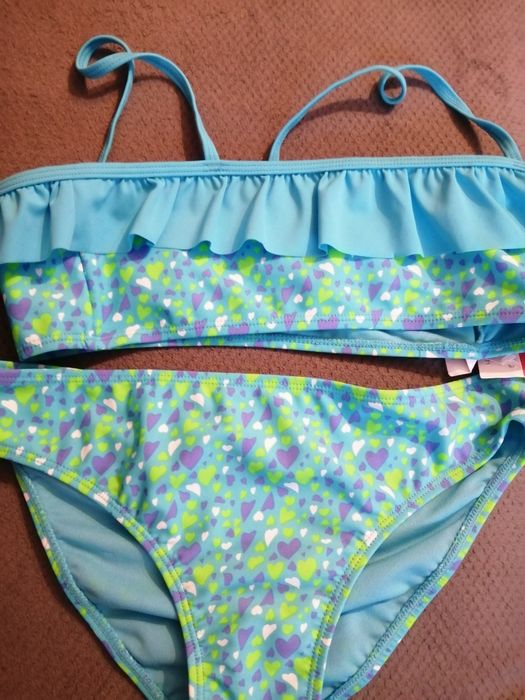 Strój kąpielowy, bikini, nowy, dwuczęściowy UPF 50+ serca r. 158