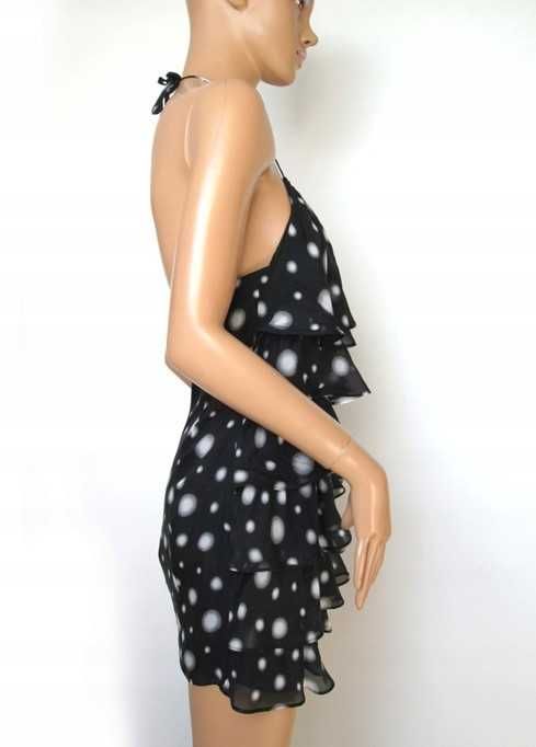 Glam by Caprice sukienka falbany vintage 100% jedwab 10 38 M jak NOWA