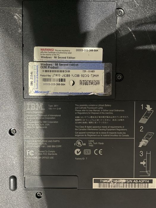 IBM ThinkPad i-series win98
