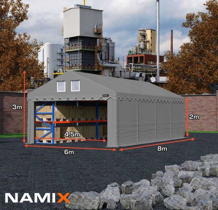Namiot COMFORT 6x8m PRZEMYSŁOWY magazynowa garaż PVC 560g