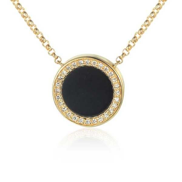 Naszyjnik z i czarnym agatem diamentami N09429 Y BAG Adiamo