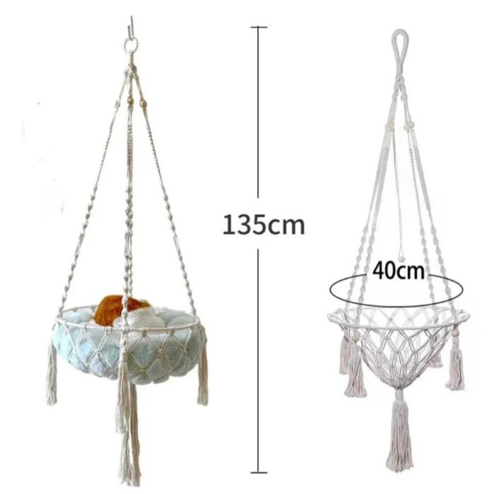 Camas suspensa para gatinhos em Macrame