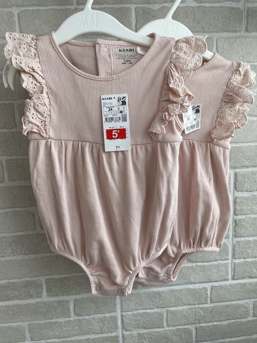 Рожеве боді розовое боди Kiabi двійні дівчинки 2 роки девочки святкове