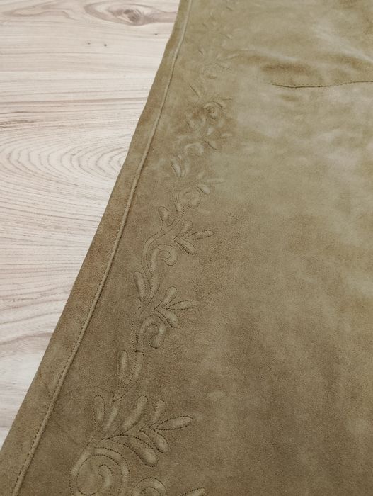 Musztardowe Damskie Skórzane Spodnie Country Western