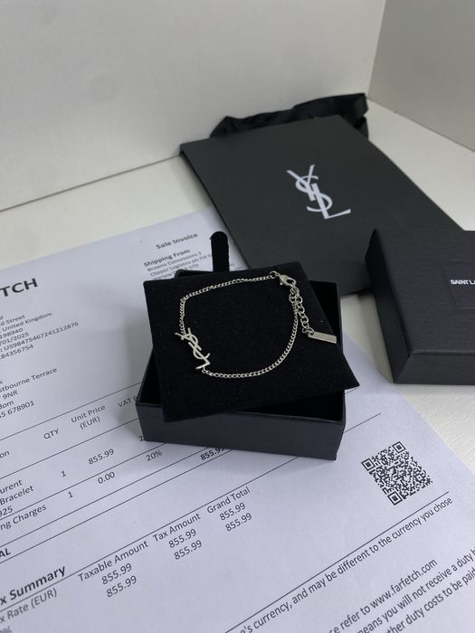 Чоловічий браслет YSL | Срібний ланцюжок на руку Saint Laurent