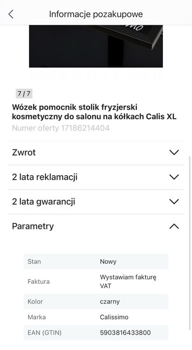 Calissimo wozek pomocnik fryzjerski czarny