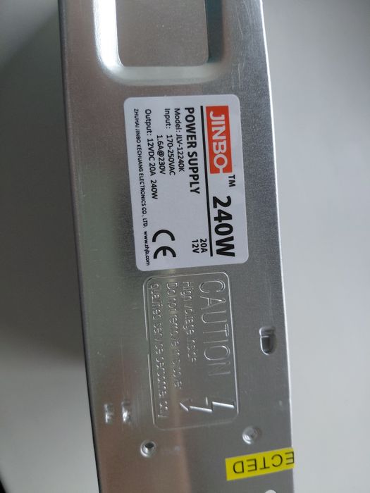 Блок живлення JINBO 240 Вт 220В AC/12В DC IP20 відкритий (JLV-12240K)