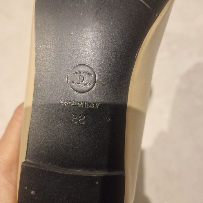 Baleriny Chanel  beżowo czarne rozmiar 37 wkładka 23cm