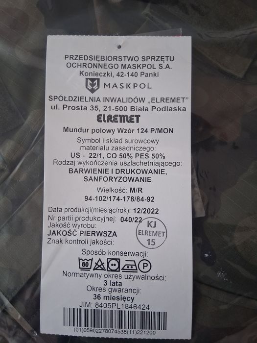 Mundur wojskowy zimowy m/r