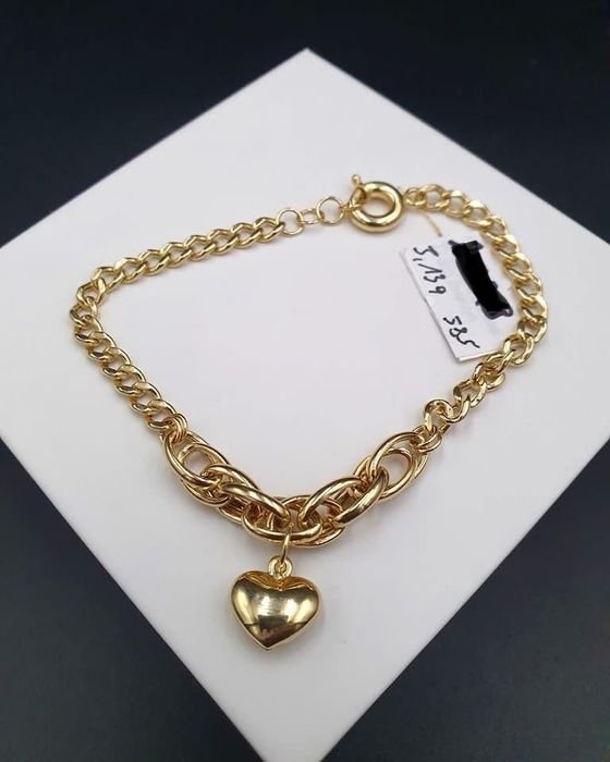 Ładna Złota Bransoletka Serduszko