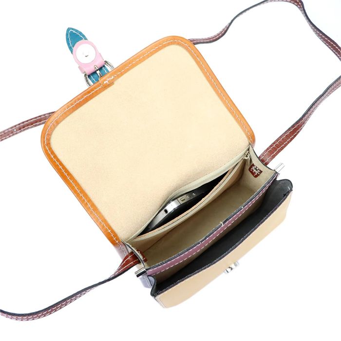 damska torebka skórzana gregorio brąz + granat