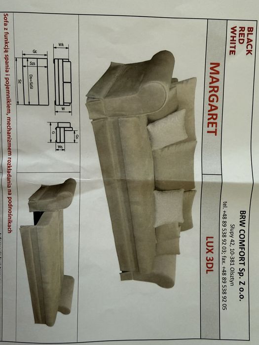 Sofa/ kanapa rozkładana Margaret Lux 2023 stan bardzo dobry!