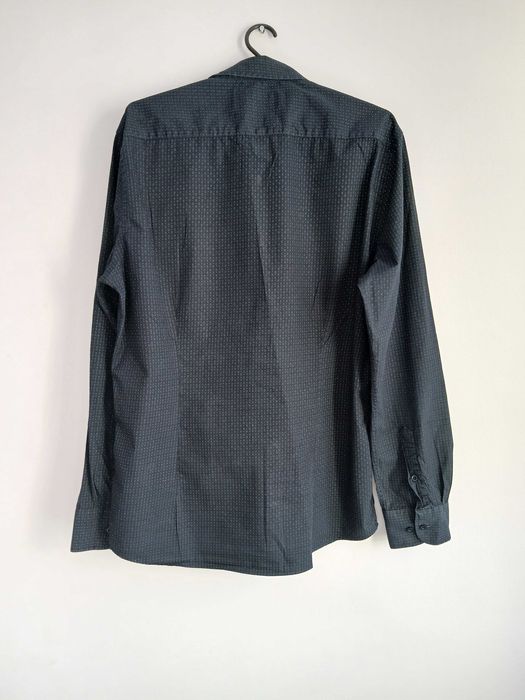 Granatowa koszula męska w kropki wzorki rozmiar L