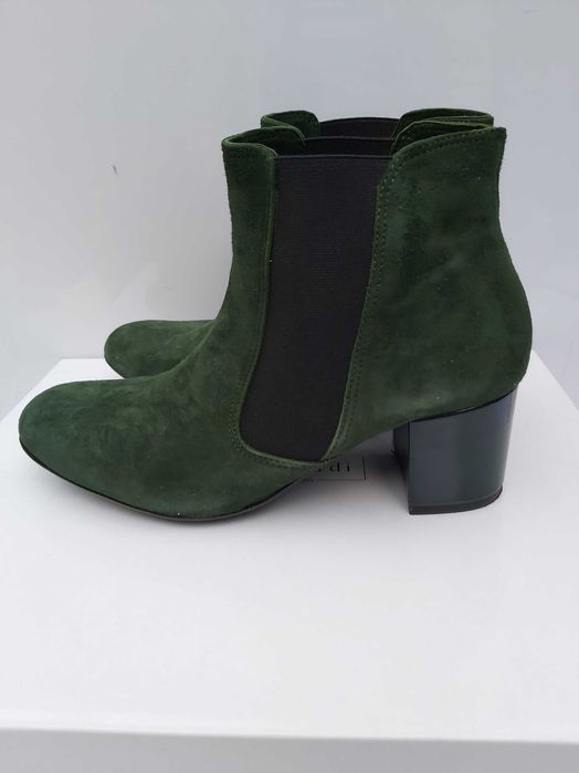 Zamszowe botki zielone SERGIO BARDI  skorzane sztyblety pólbuty 38