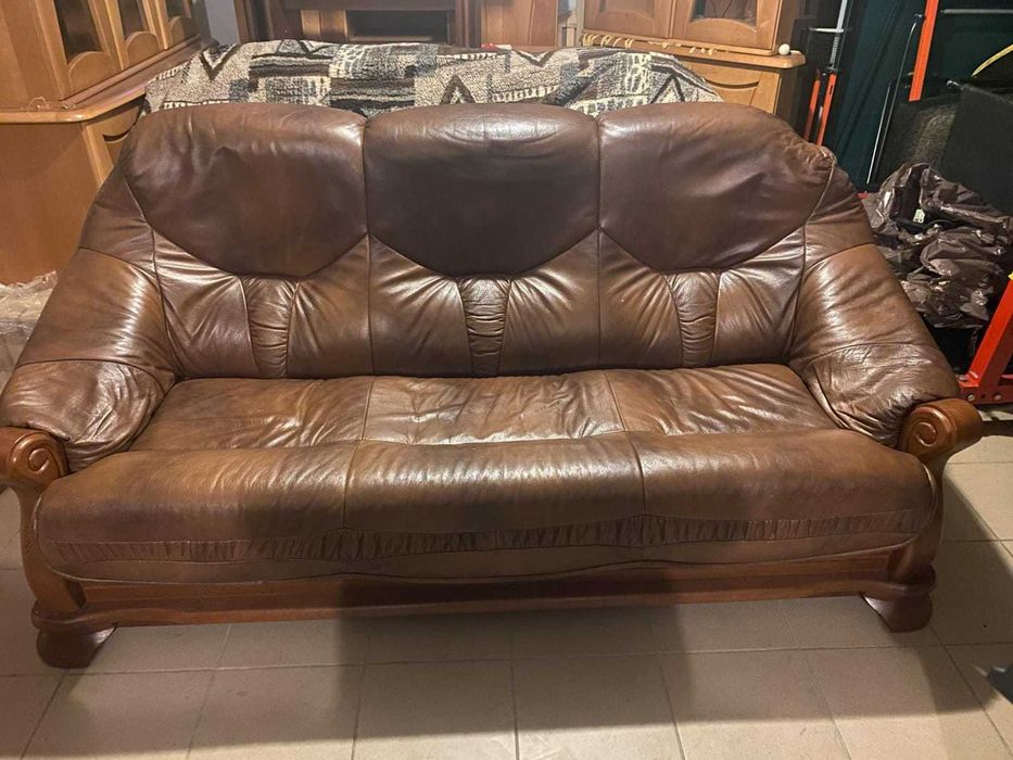 Skórzany komplet wypoczynkowy f-my Kler (kanapa + 2 fotele)