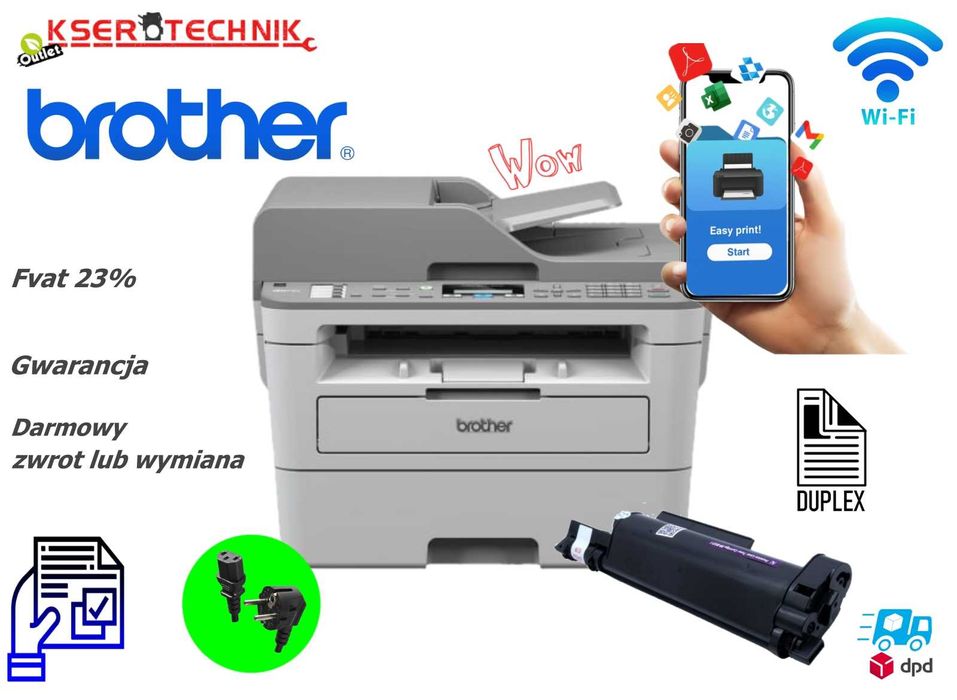 Brother MFC B 7715 DW - laserowa drukarka z Wi-Fi / LAN / Duplex / ADF