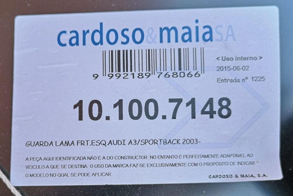guardalamas frente esquerdo audi a3 8p novo