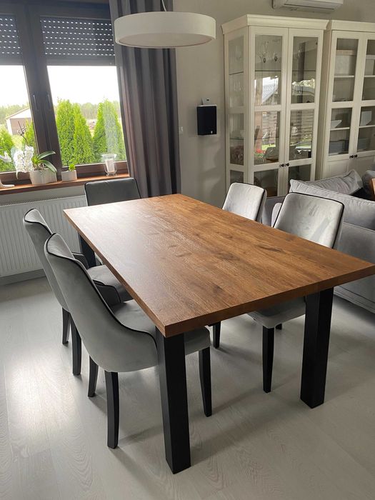 Loftowy stół rozkładany- industrial nogi- dąb- indusrial- producent