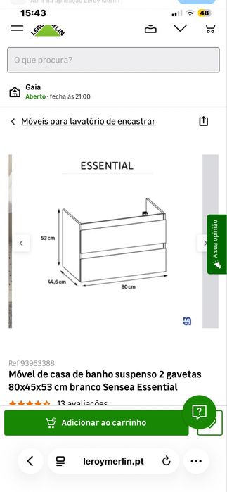 Móvel wc com o respetico lavatório Leroy Merlin