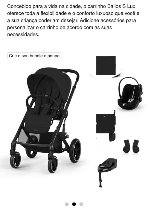 Vendo carrinho, babycoque e base isofix com adaptadores - cybex