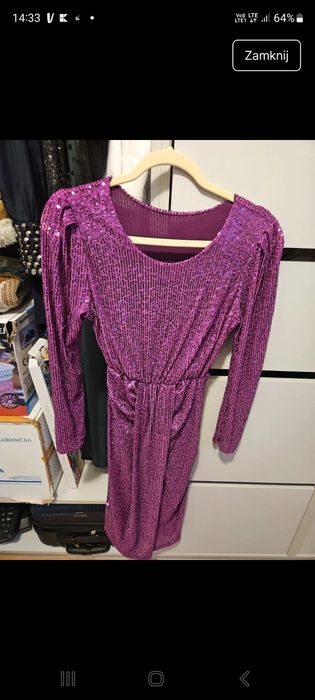 Sukienka cekinowa romz.S styl lata 80