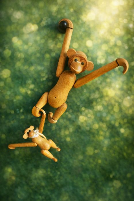 REZERWACJA Drewniane małpki vintage ze Skandynawii, dekoracja retro, P