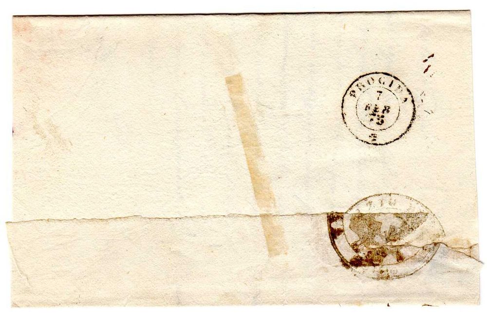 RARA Correspondência do Estado Italiano de 1875 Franqueada com Selos Postais Oficiais