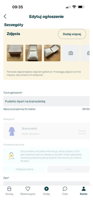 Pudełko apart na bransoletke
