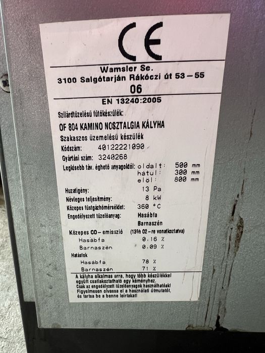 Продам  піч камін буржуйка KAMINO NOSZTALGIA KÁLYHA 804