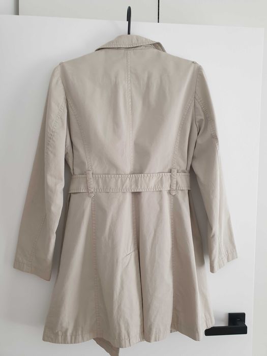 Jasnobeżowy bawełniany Płaszcz damski Trencz Rozmiar 38/S/44