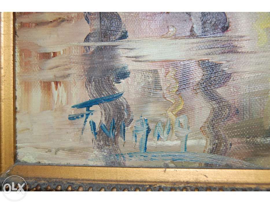 quadro Pintura original do choupal de Coimbra 1967 Fernando Viana