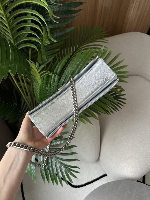 Жіноча сумка Balenciaga Crush Small Chain Bag Quilted in Silver