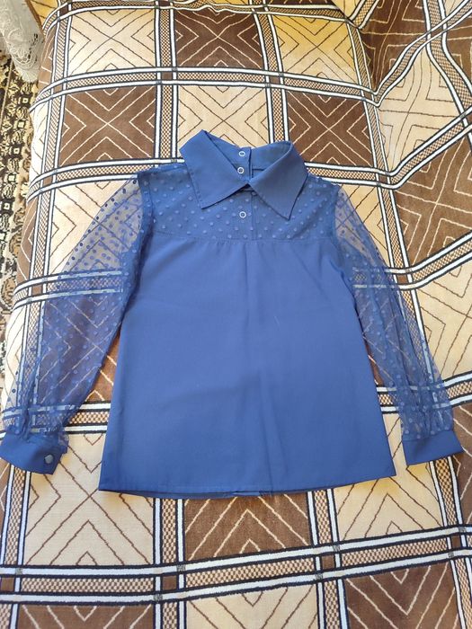 Блуза для дівчинки темно-синя, софт