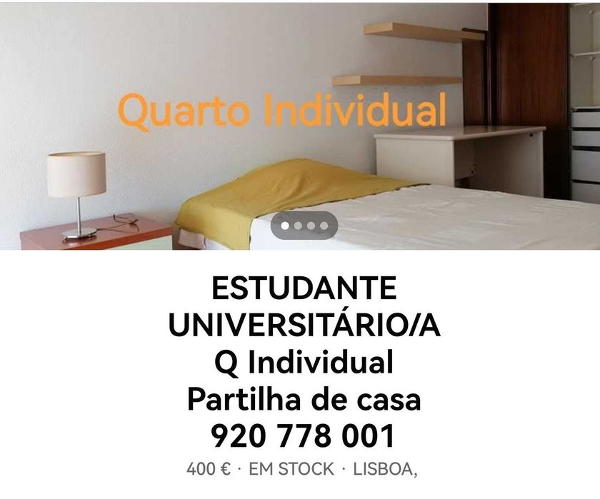 Quarto Individual para Estudante Lisboa
