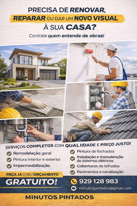 Obras, Remodelações e Reparações – Orçamento Gratuito